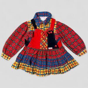 Vintage Baby Guess Overall Dress 2-Piece Outfit Set Patchwork Sizes 3Y & Lrg